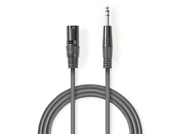 Nedis COTH15100GY50, XLR, Hankjønn, 6.35mm, Hankjønn, 5 m, Grå