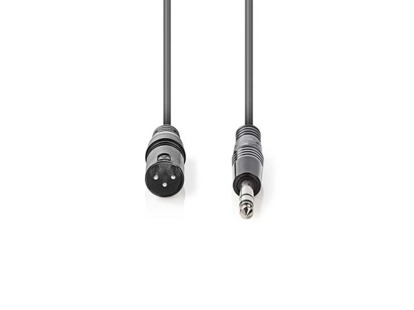 Nedis COTH15100GY50, XLR, Hankjønn, 6.35mm, Hankjønn, 5 m, Grå