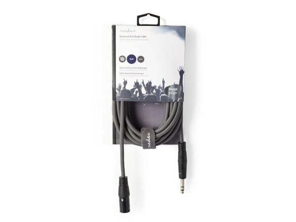 Nedis COTH15100GY50, XLR, Hankjønn, 6.35mm, Hankjønn, 5 m, Grå