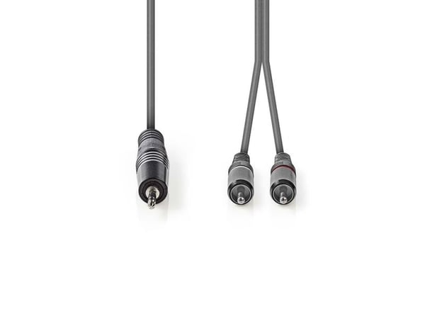 Nedis COTH22200GY15, 3.5mm, Hankjønn, 2 x RCA, Hankjønn, 1,5 m, Grå