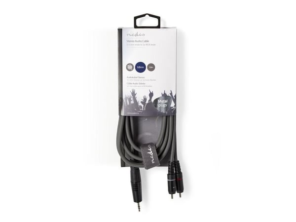 Nedis COTH22200GY15, 3.5mm, Hankjønn, 2 x RCA, Hankjønn, 1,5 m, Grå