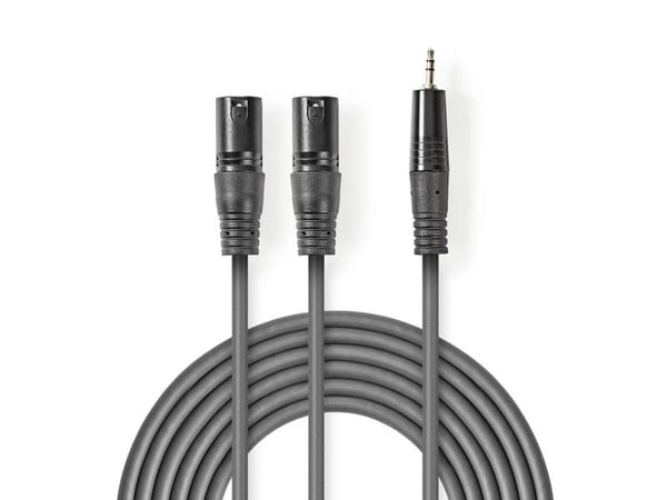 Nedis COTH15310GY15, 2 x XLR (3-pin), Hankjønn, Hankjønn, Kopper, 1,5 m, Grå