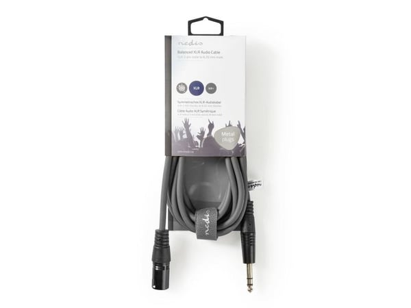 Nedis COTH15100GY30, XLR, Hankjønn, 6.35mm, Hankjønn, 3 m, Grå