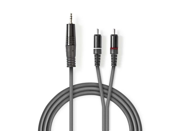 Nedis COTH22200GY30, 3.5mm, Hankjønn, 2 x RCA, Hankjønn, 3 m, Grå