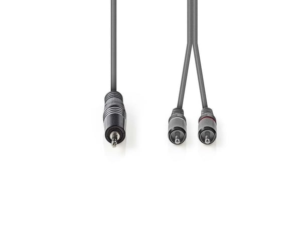 Nedis COTH22200GY30, 3.5mm, Hankjønn, 2 x RCA, Hankjønn, 3 m, Grå