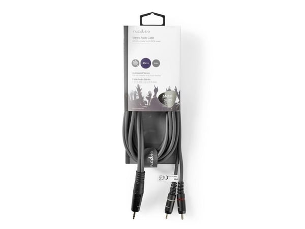 Nedis COTH22200GY30, 3.5mm, Hankjønn, 2 x RCA, Hankjønn, 3 m, Grå