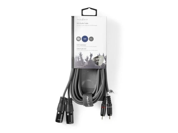 Nedis COTH15210GY30, 2 x XLR (3-pin), Hankjønn, 2 x RCA, Hankjønn, 3 m, Grå