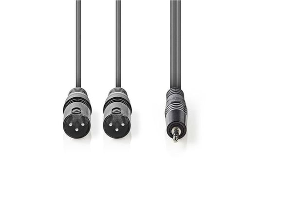 Nedis COTH15310GY30, 2 x XLR (3-pin), Hankjønn, Hankjønn, Kopper, 3 m, Grå