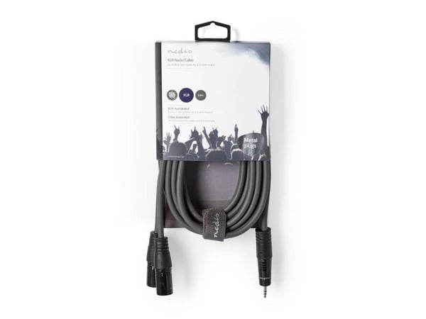 Nedis COTH15310GY30, 2 x XLR (3-pin), Hankjønn, Hankjønn, Kopper, 3 m, Grå