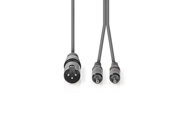 Nedis COTH15200GY30, XLR (3-pin), Hankjønn, 2 x RCA, Hankjønn, 3 m, Grå