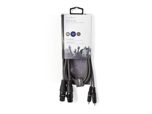 Nedis COTH15230GY15, 2 x XLR (3-pin), Hunkjønn, 2 x RCA, Hankjønn, 1,5 m, Grå