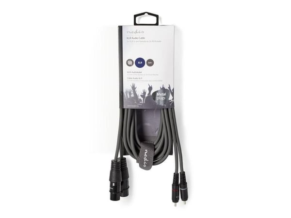 Nedis COTH15230GY30, 2 x XLR (3-pin), Hunkjønn, 2 x RCA, Hankjønn, 3 m, Grå
