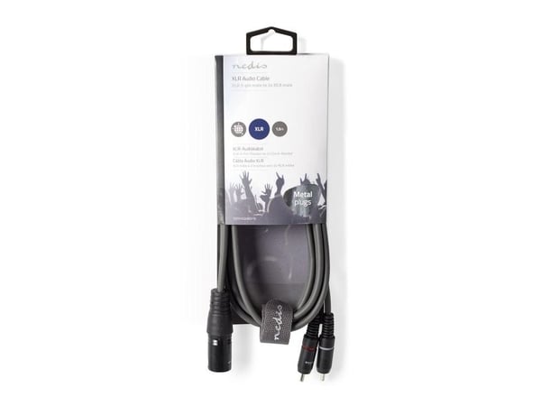 Nedis COTH15200GY15, XLR (3-pin), Hankjønn, 2 x RCA, Hankjønn, 1,5 m, Grå