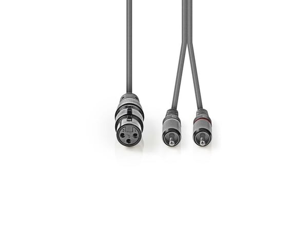 Nedis COTH15220GY15, XLR (3-pin), Hunkjønn, 2 x RCA, Hankjønn, 1,5 m, Grå