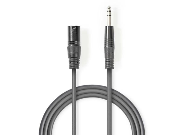 Nedis COTH15100GY15, XLR (3-pin), 6.35mm, Kopper, 1,5 m, Grå