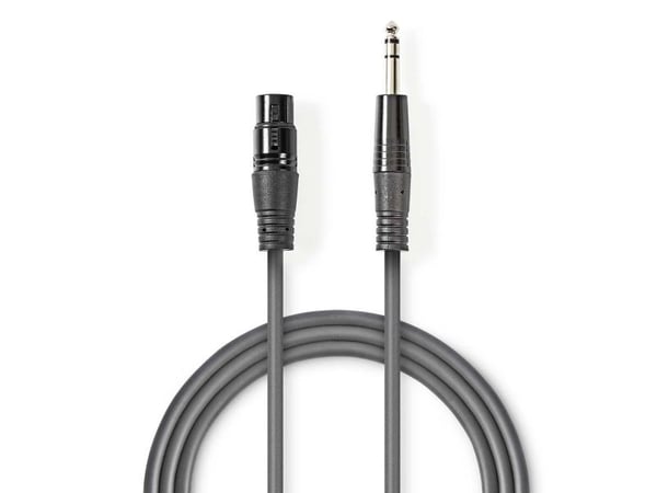 Nedis COTH15110GY15, XLR (3-pin), 6.35mm, Kopper, 1,5 m, Grå
