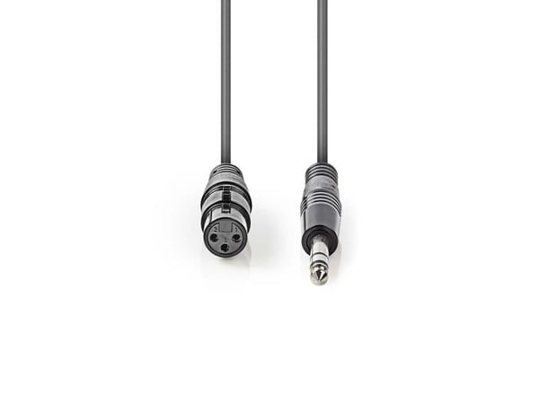 Nedis COTH15110GY15, XLR (3-pin), 6.35mm, Kopper, 1,5 m, Grå