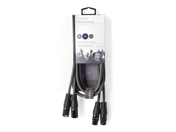 Nedis COTH15030GY15, 2 x XLR (3-pin), Hankjønn, 2 x XLR (3-pin), Hunkjønn, 1,5 m, Grå