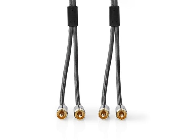 Nedis CATB24200GY10, 2 x RCA, Hankjønn, 2 x RCA, Hankjønn, 1 m, Grå