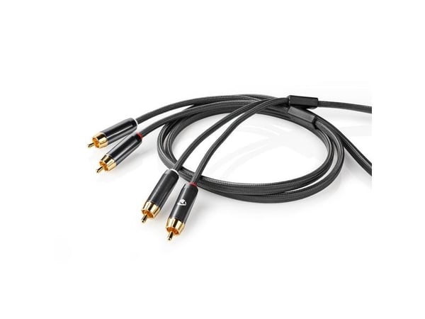 Nedis CATB24200GY10, 2 x RCA, Hankjønn, 2 x RCA, Hankjønn, 1 m, Grå