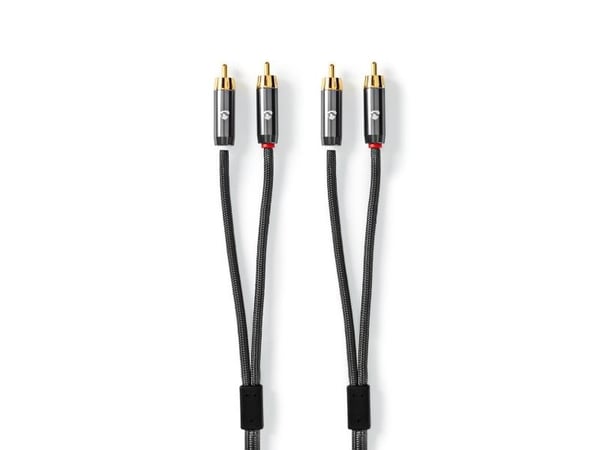 Nedis CATB24200GY10, 2 x RCA, Hankjønn, 2 x RCA, Hankjønn, 1 m, Grå