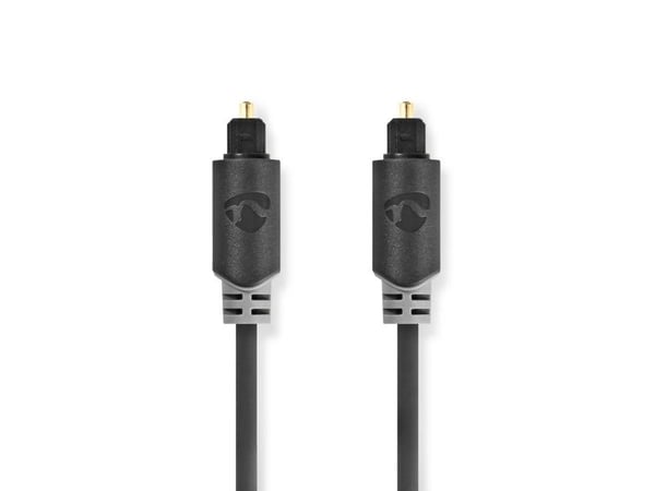 Nedis - Digital audiokabel (optisk) - TOSLINK hann til TOSLINK hann - 5 m - fiberoptisk - antrasitt - rund