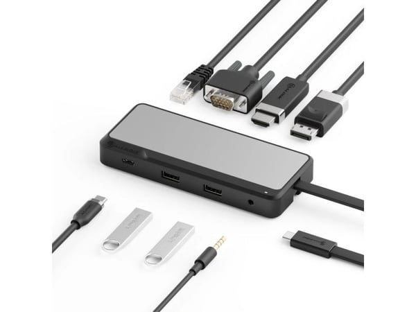 ALOGIC Fusion Pro NEXUS, langallinen, USB 3.2 Gen 1 (3.1 Gen 1) Type-C, 100 W, 3,5 mm, harmaa, 4K Ultra HD