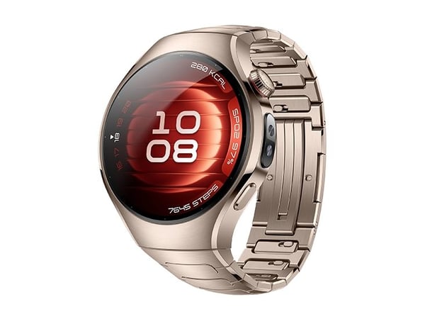 Huawei Watch 5 - 42 mm - 904L rustfritt stål - smartklokke med stropp - titan - sand gold - håndleddstørrelse: 120-190 mm - display 1.38" - Bluetoo...