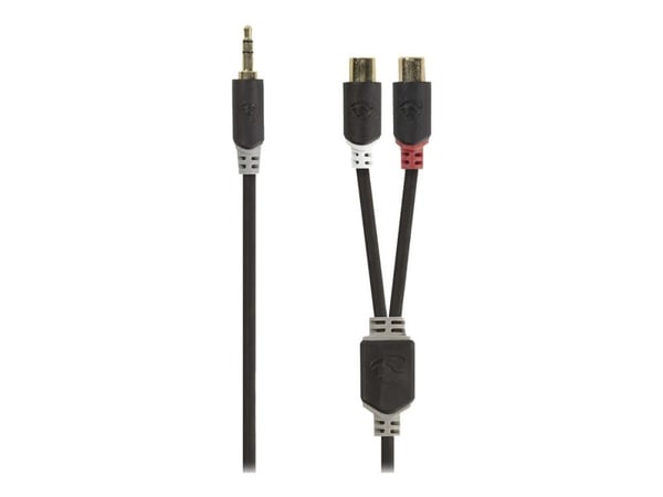 Nedis - Lydsplitter - mini-phone stereo 3.5 mm hann til RCA hunn - 20 cm - antrasitt - rund