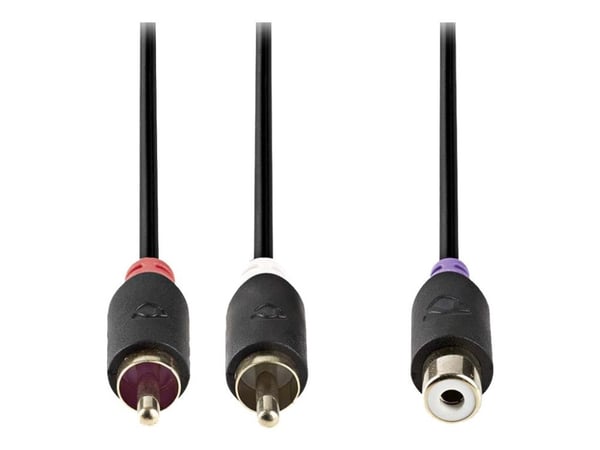 Nedis - Lydkabel - RCA hann til RCA hunn - 20 cm - antrasitt - rund