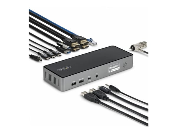 StarTech.com - Dockningsstation - för laptop - USB-C - 2 x HDMI, 2 x DP, USB-C - 2.5GbE - 140 Watt - TAA-kompatibel