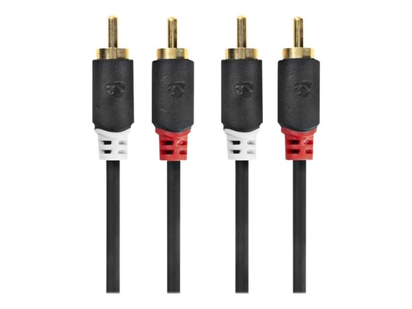 Nedis - Lydkabel - RCA x 2 hann rett til RCA x 2 hann rett - 50 cm - skjermet - antrasitt - formstøpt, rund
