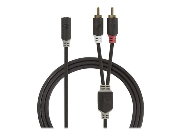 Nedis - Lydkabel - mini-phone stereo 3.5 mm hunn til RCA hann - 20 cm - skjermet - antrasitt - rund