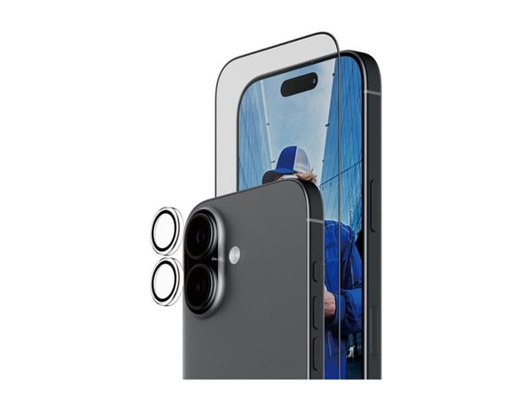 PanzerGlass - 2-in-1 Essentials Bundle - skjerm- / linsebeskytterkit for mobiltelefon - glass - rammefarge svart - for Apple iPhone 17