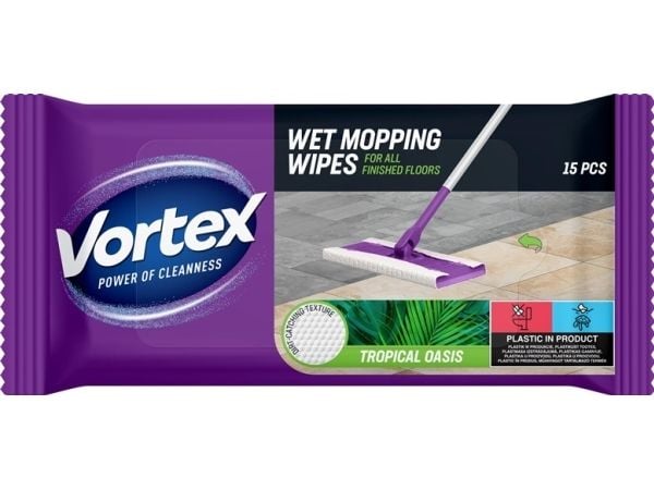 Golvmoppduk Vortex, vit, Vortex Tropical Oasi, 15 st