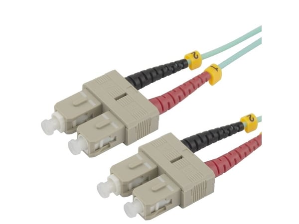 DELTACO - Koblingskabel - SC flermodus til SC flermodus - 1.5 m - 1.5 m - fiberoptisk - dupleks - OM3 - halogenfri, toretnings - blå