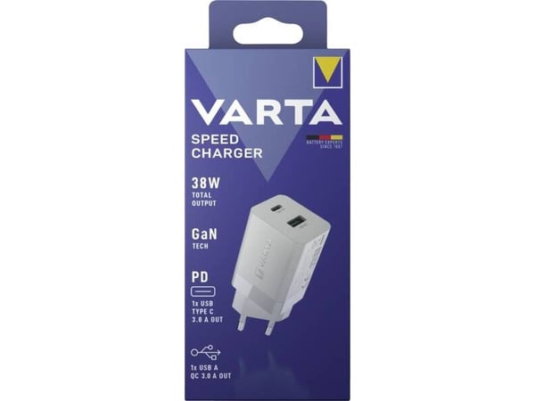 Varta 57955 101 111, inomhus, AC, 3 A, Vit