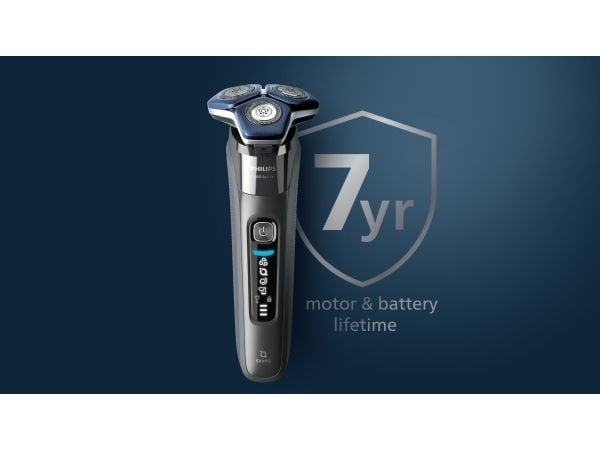 Philips SHAVER Series 7000 S7885/55 Elektrisk våt- og tørrbarbermaskin, roterende barbermaskin, svart, blå, stålPresisjonsblad, knapper, LED, Groom...