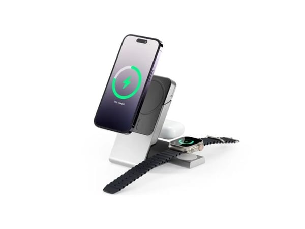 ALOGIC Matrix+ 3-in-1, 5000 mAh, Langaton lataaminen, 18 W, musta, Hopea