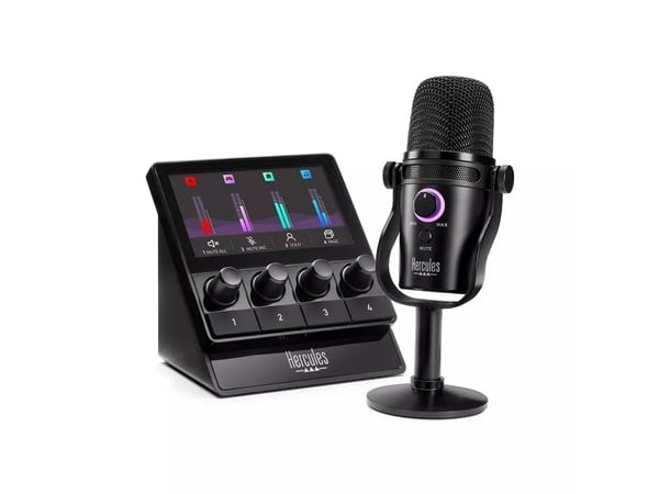 Hercules Stream Starter Kit, USB Type-C, Bordmikrofon, Énveis/kardioide, 50 - 18000 Hz, -53 dB, 600 O