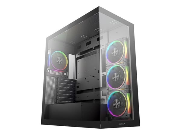 DeepCool CG580 4F V2 - Tower - ATX - sidepanel med vindu (herdet glass) - ingen strømforsyning (ATX / PS/2) - svart - USB/lyd