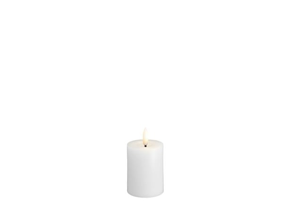 Moods & More LED-blokklys i hvitt med smelte­effekt – Ø 4,9 cm x H 7,5 cm