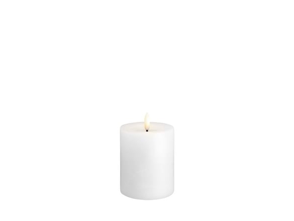 Moods & More LED rustikk blokklys i hvitt med smelte­effekt – Ø 7,4 cm x H 10 cm