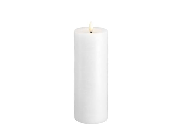 Moods & More LED rustikk blokklys i hvitt med smelte­effekt – Ø 7,4 cm x H 20 cm