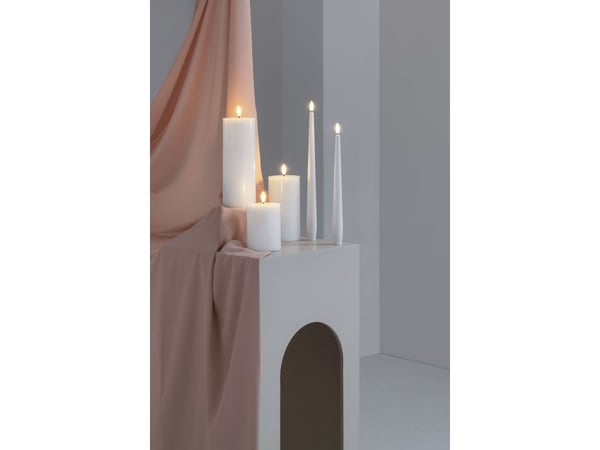 Moods & More LED-blokklys i hvitt – Ø 7,4 cm x H 20 cm