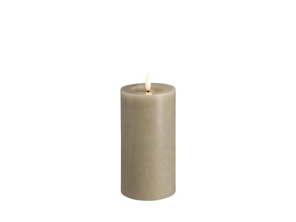 Moods & More LED rustikk blokklys i kit grey med smelte­effekt – Ø 7,4 cm x H 15 cm