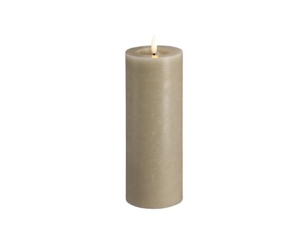 Moods & More LED rustikk blokklys i kit grey med smelte­effekt – Ø 7,4 cm x H 20 cm