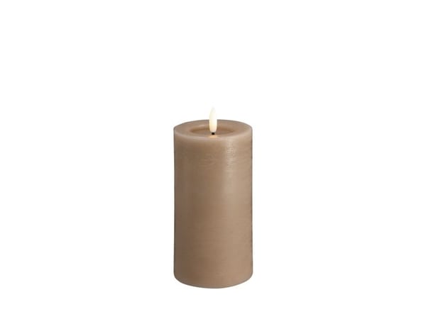 Moods & More LED rustikk blokklys i sand med smelte­effekt – Ø 7,4 cm x H 15 cm