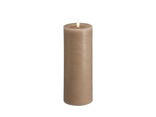 Moods & More LED rustikk blokklys i sand med smelte­effekt – Ø 7,4 cm x H 20 cm