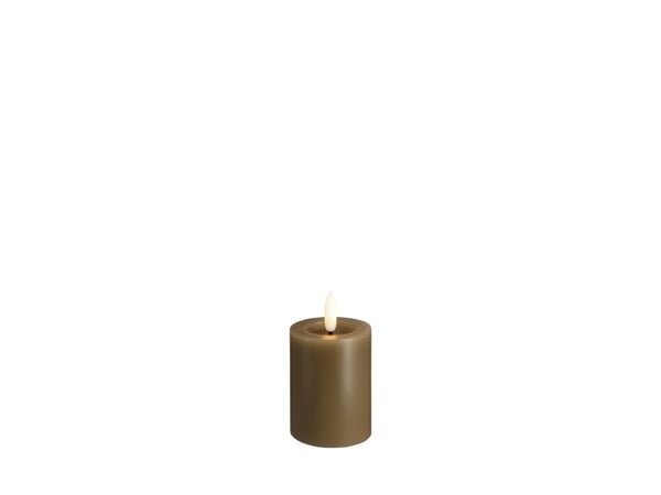 Moods & More LED-blokklys i dark sand med smelte­effekt – Ø 4,9 cm x H 7,5 cm